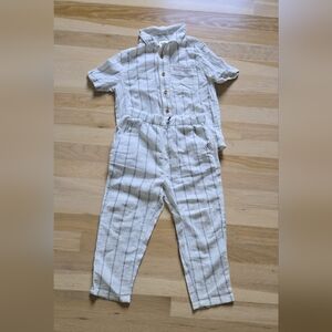 Kids Striped Button Down Shirt - White